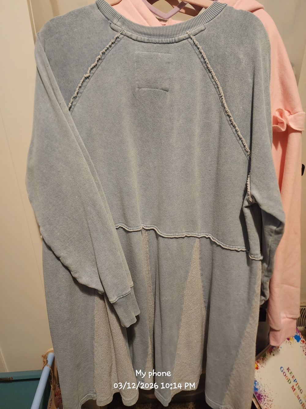 American Eagle Outfitters light blue distressed sweatshirt dress